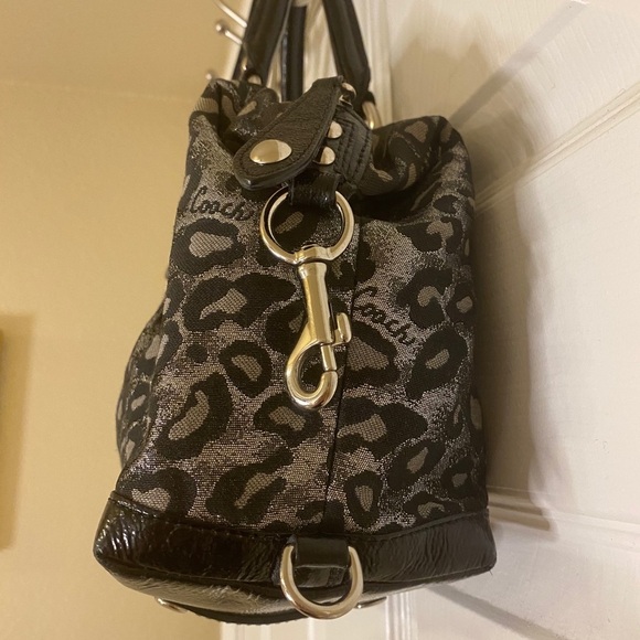 Coach Black Gray Metallic Ocelot Leopard Print Authentic Rare Sabrina Handbag - Picture 12 of 15